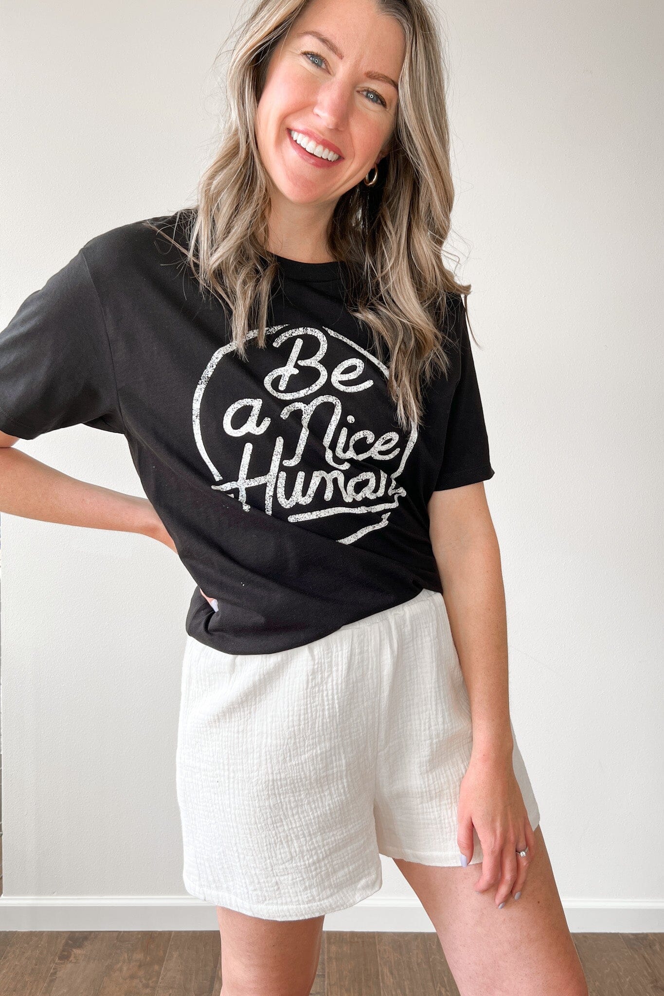 Be a Nice Human Graphic Tee in Black