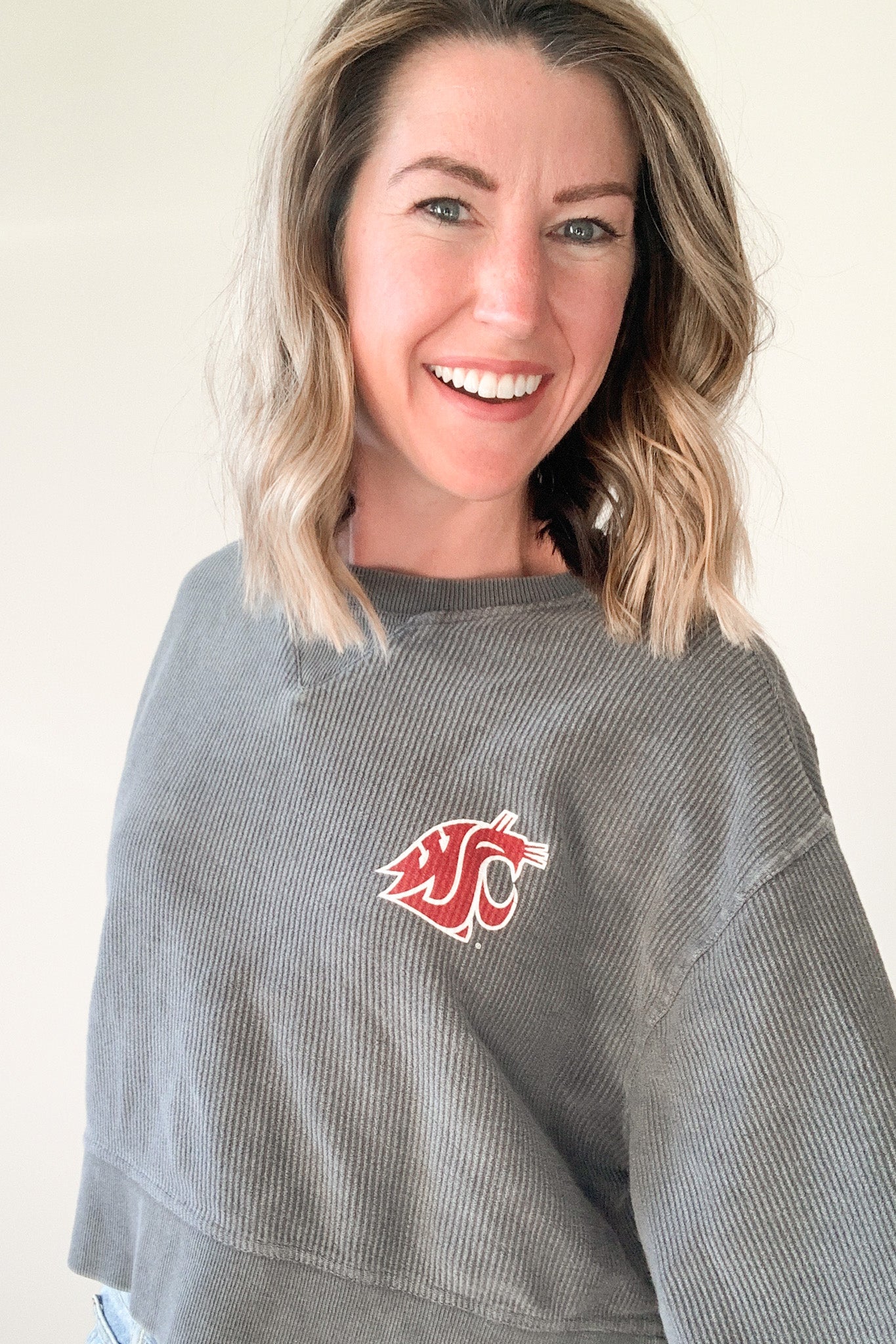 WSU Logo Corded Boxy Sweatshirt