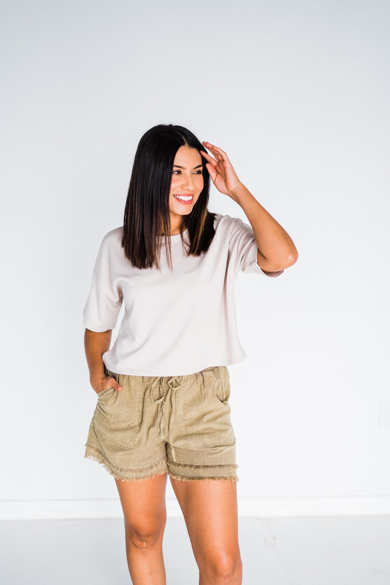 Soft Spot Luxe Cropped Tee in Stone